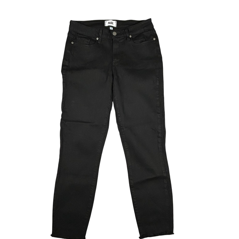 PAIGE Verdugo Crop‎ Jeans Frayed Hem Women's Size 28 Black Overdye